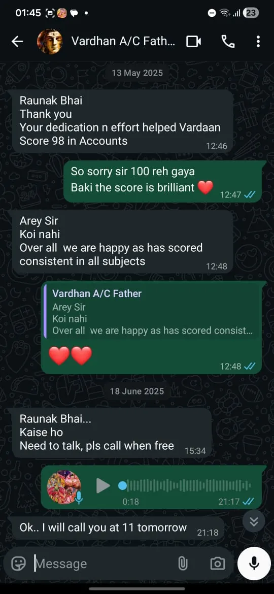 Review of RD Classes by Vardaan Agarwal's father